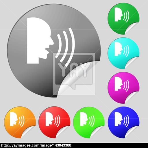 Talking Flat Modern Web Icon Set Of Eight Multi Colored Round