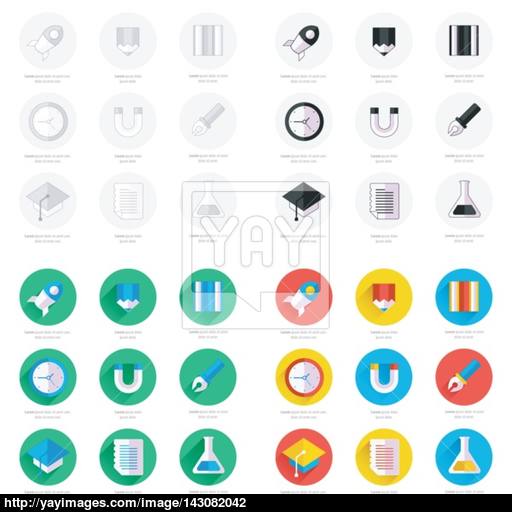 School Web Icons Set Vector