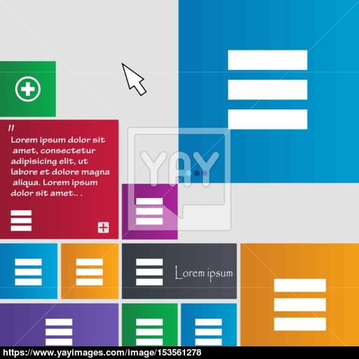 List Menu, App Icon Sign Buttons Modern Interface Website