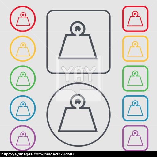 Weight Icon Sign Symbol On The Round And Square Buttons