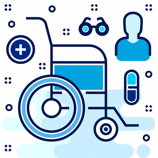 Hospital, Ill, Patient, Wheelchair Icon Icons Filled Color