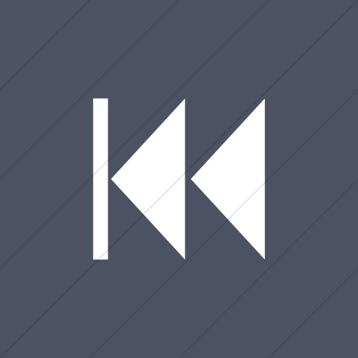 Flat Square White On Blue Gray Classica Skip Back Arrow