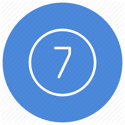 Blue, Circle, Filled, Number, Round, Seven, White Icon
