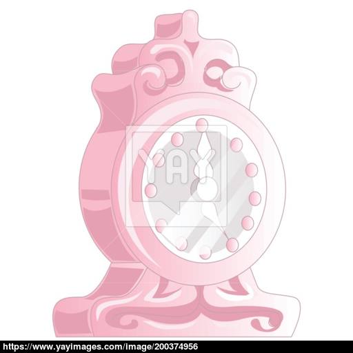 Old Pink Antique Clock Isolated Isolated On White Background