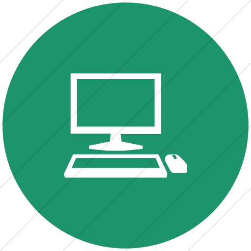 Flat Circle White On Aqua Classica Personal Computer Icon