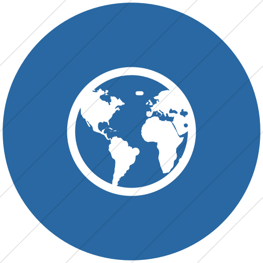 Flat Circle White On Blue Broccolidry Globe Icon
