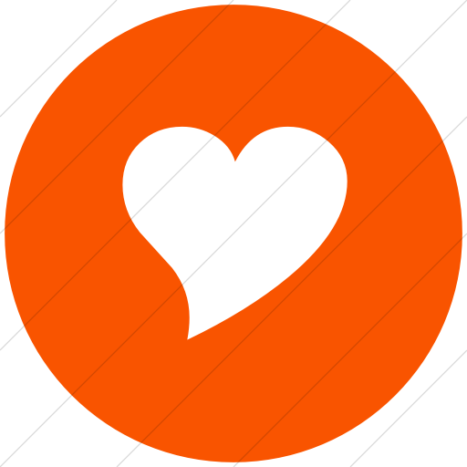 Flat Circle White On Orange Classica Styled Heart Icon