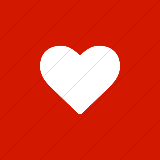 Flat Square White On Red Bootstrap Font Awesome Heart Icon