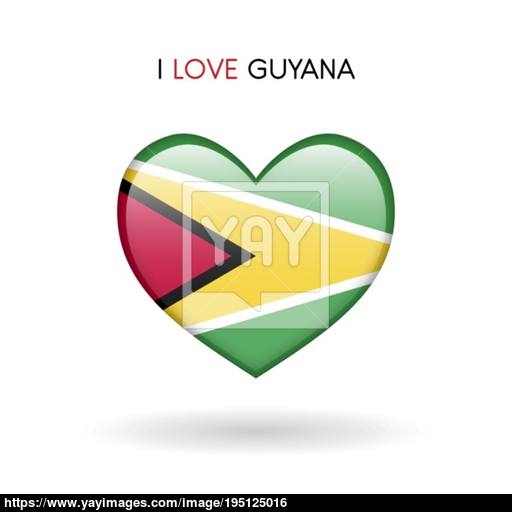 Love Guyana Symbol Flag Heart Glossy Icon On A White Background