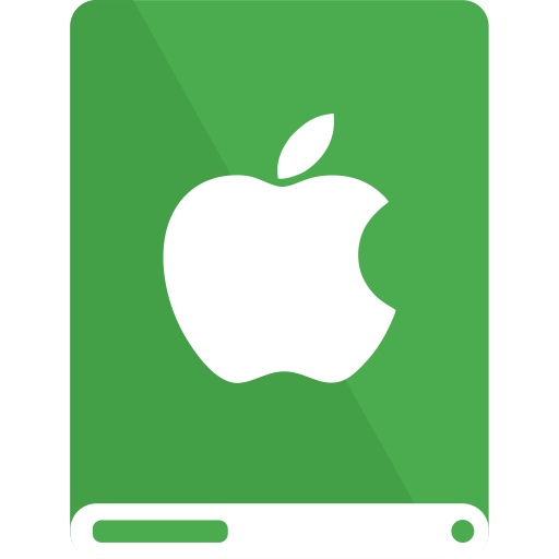 Apple, Drive, Green, White Icon