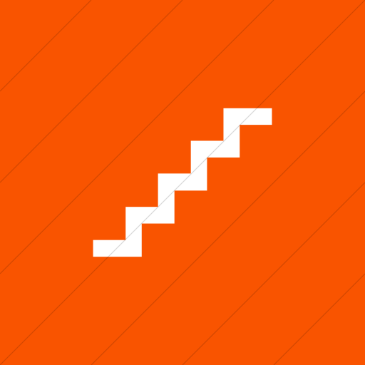 Flat Square White On Orange Aiga Stairs Icon