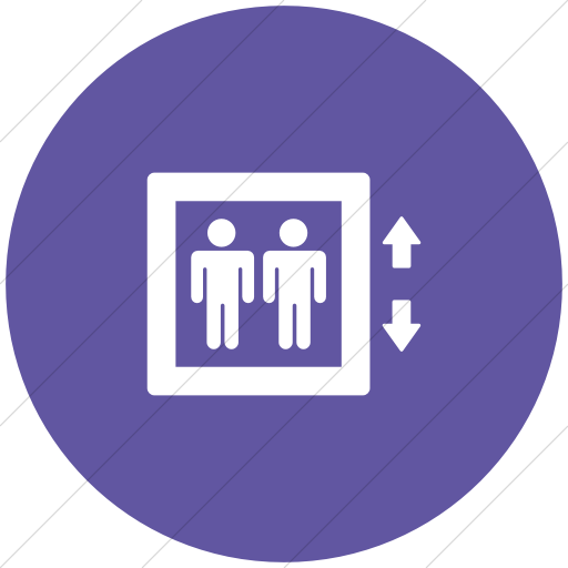 Flat Circle White On Purple Foundation Elevator Icon