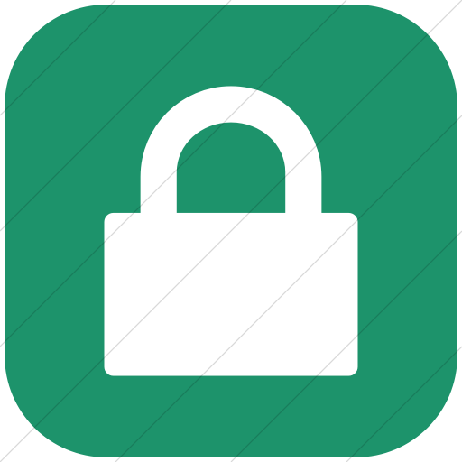 Flat Rounded Square White On Aqua Broccolidry Lock Icon