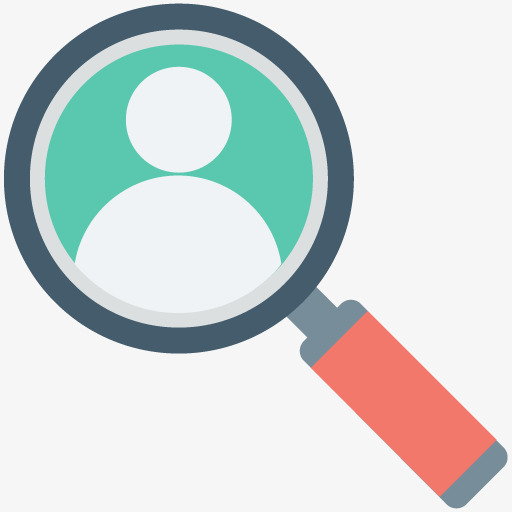 Magnifier And Character Portrait, Character Clipart, Orange, White