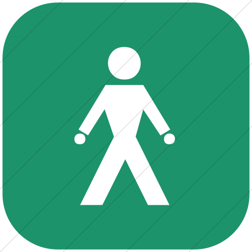 Flat Rounded Square White On Aqua Classica Walking Man Icon
