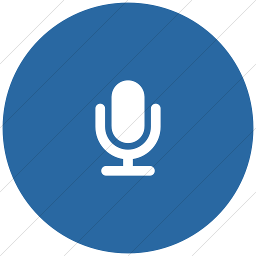 Flat Circle White On Blue Foundation Microphone Icon