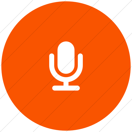 Flat Circle White On Orange Foundation Microphone Icon