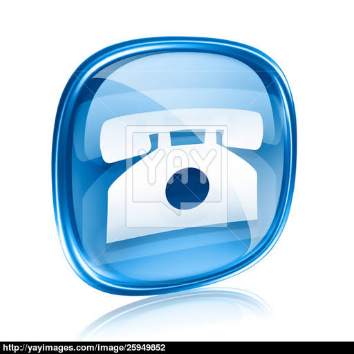 Phone Icon Blue Glass, Isolated On White Background Image