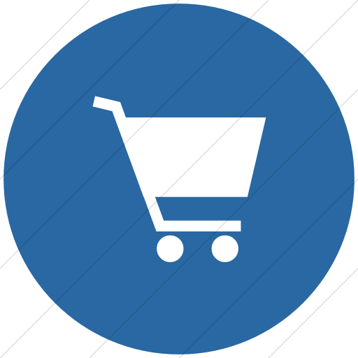 Flat Circle White On Blue Classica Shopping Cart Icon