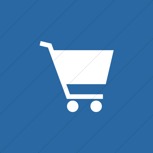 Flat Square White On Blue Classica Shopping Cart Icon
