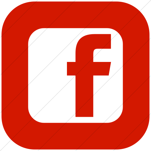 Flat Rounded Square White On Red Social Media Facebook