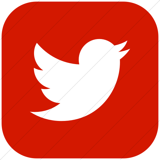 Flat Rounded Square White On Red Social Media Twitter Icon