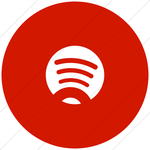 Flat Circle White On Red Foundation Social Spotify Icon
