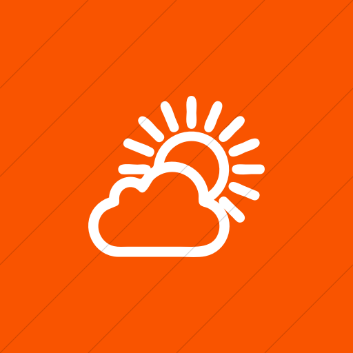 Flat Square White On Orange Raphael Sun Cloudy Icon