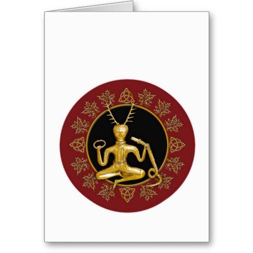 Gold Cernunnos, Holly, Tri Quatra Card