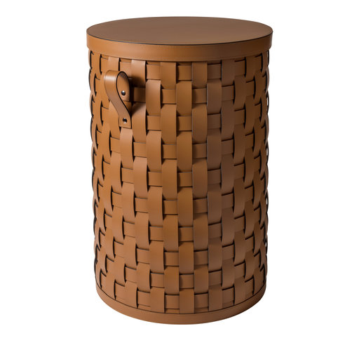 Demetra Tan Round Tall Basket With Lid