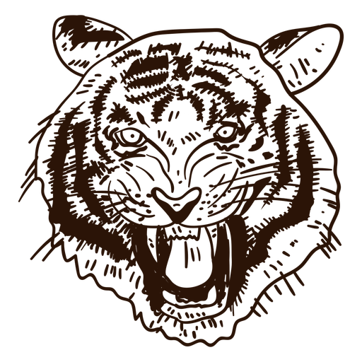 Wild Tiger Hand Drawn Icon