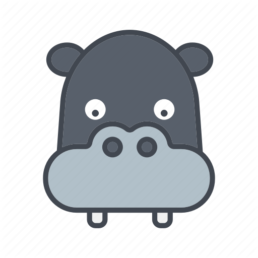 Animal, Cartoon, Face, Head, Hippo, Wildlife Icon