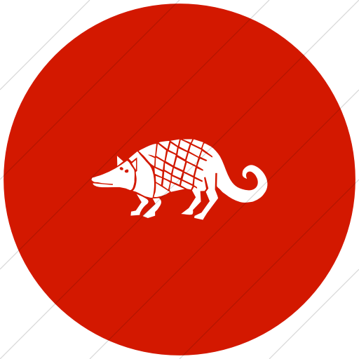 Flat Circle White On Red Animals Armadillo Icon