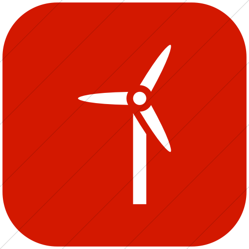 Flat Rounded Square White On Red Iconathon Wind Turbine