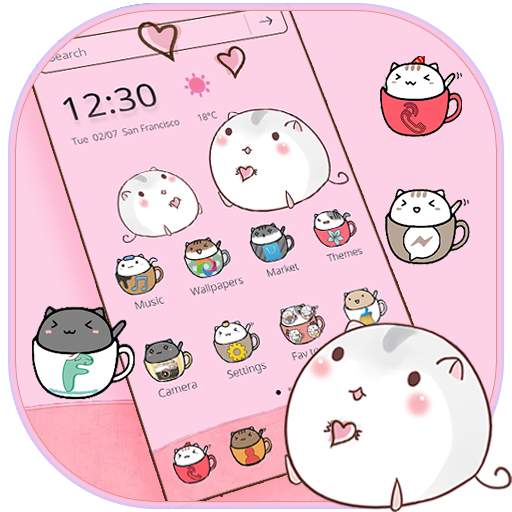 How To Download Cute Cup Cat Theme Kitty Wallpaper Icon Pack