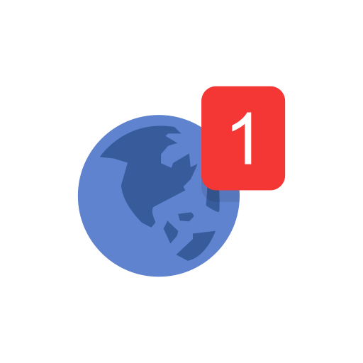 Globe, Notification, World Map, One Notification Icon