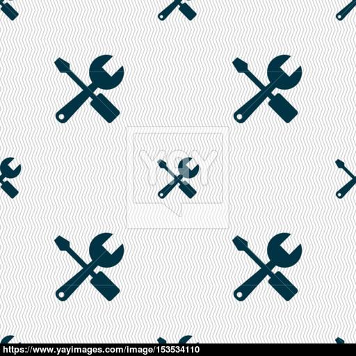 Wrench And Screwdriver Icon Sign Seamless Pattern With Geometric