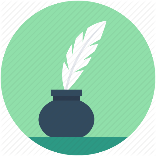 Feather Pen, Inkpot, Inkwell, Quill Pen, Vintage Writing Icon
