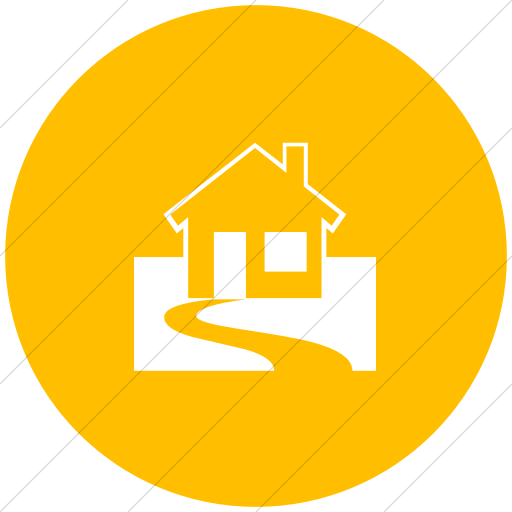 Flat Circle White On Yellow Classica Home With Yard Icon