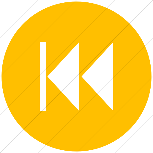 Flat Circle White On Yellow Classica Skip Back Arrow Icon