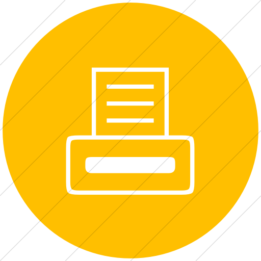 Flat Circle White On Yellow Classica Computer Printer Icon