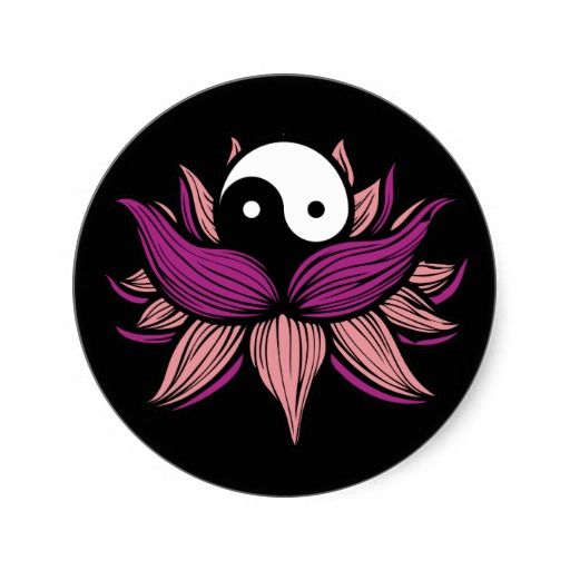 Lotus Flower And Yin Yang Classic Round Sticker