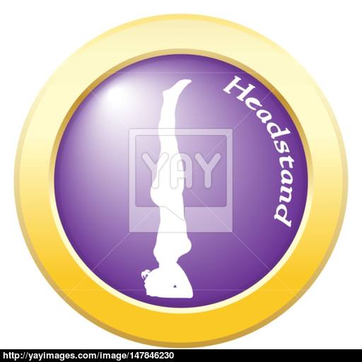 Yoga Straight Headstand Pose Purple Icon Vector