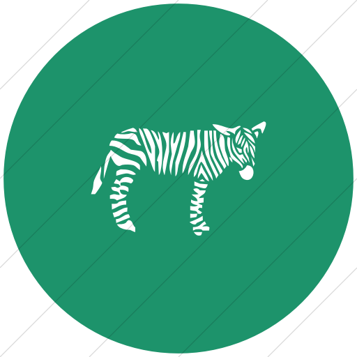 Flat Circle White On Aqua Animals Zebra Icon