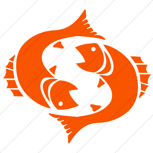 Simple Orange Zodiac Pisces Icon