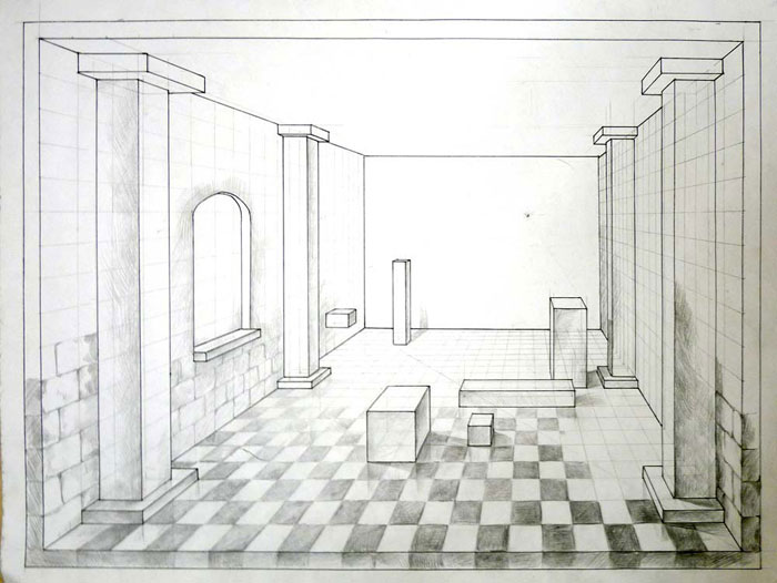 700x526 Draw A Room In 1 Point Perspective. Art Lesson.