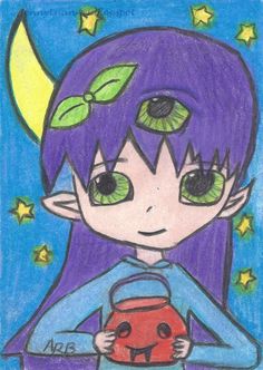 236x332 Original Aceo Anime Manga Cute Girl Artist Drawing By 10 Years Old