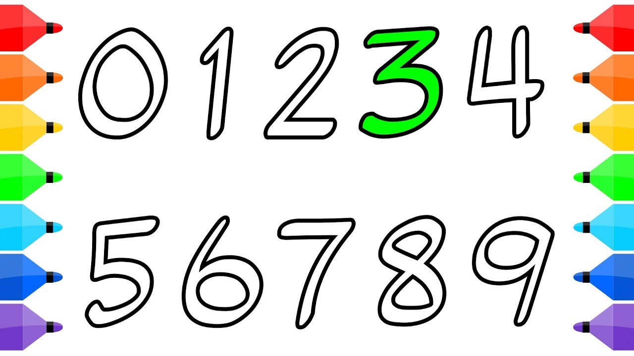 1280x720 How To Draw Numbers 123 Drawing And Coloring For Kids