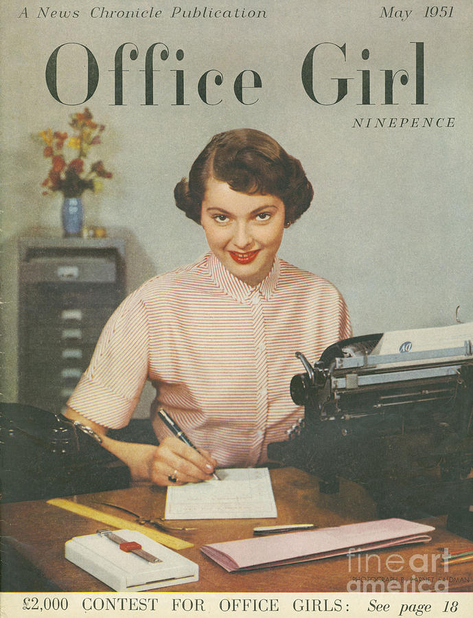689x900 Office Girl 1951 1950s Uk Womens Drawing By The Advertising Archives