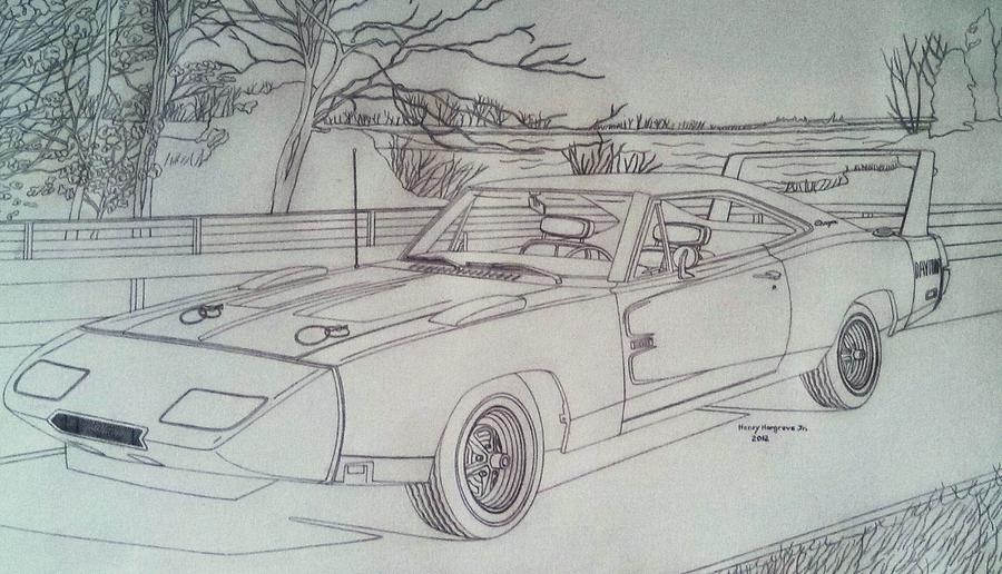 900x516 1969 Dodge Daytona Charger Drawing By Henry Hargrove